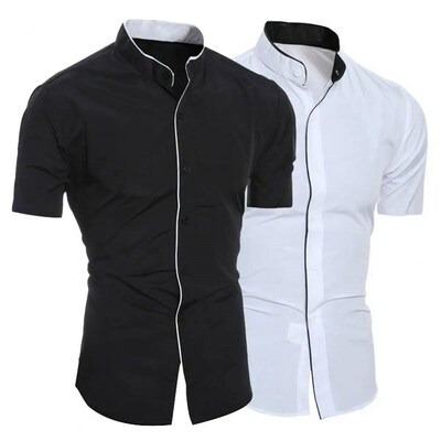 Summer Shirt Pure Color Slim Fit Formal Comfortable Men