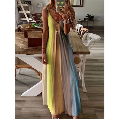 Summer womens long skirt, slim fit, colorful suspender