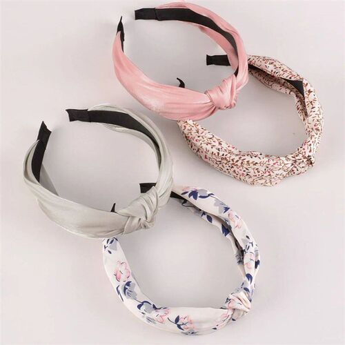 4pcs French Clashing Geometric Hair Bands Wide Edge Fabric K