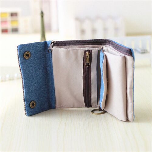 2022 Women Cotton Fabric Short Wallet for Female Large Capac