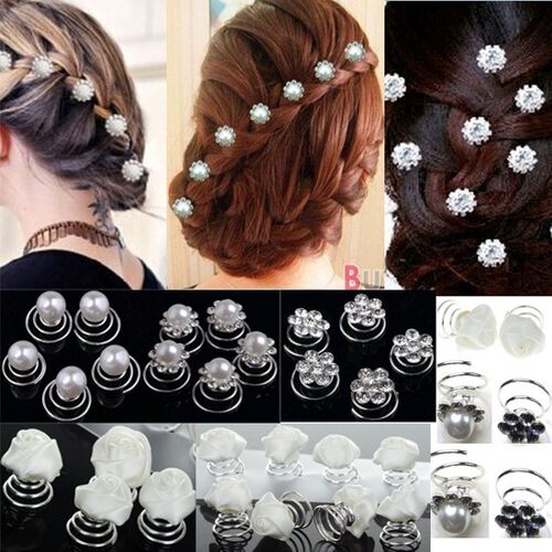 12pcs/Lot Wedding Bridal Crystal Faux Pearl Flower Hair Pins