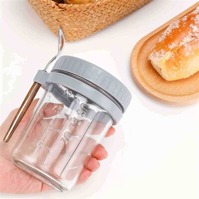 1pc Reusable Glass Oats Containers with Lid and Spoon-Large