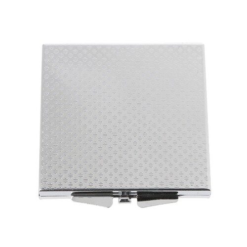 Portable Women Stainless Steel Makeup Mirror Hand Pocket Fol