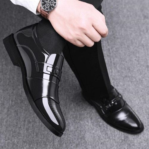2023 formal dress black leather man loafers shoes for men
