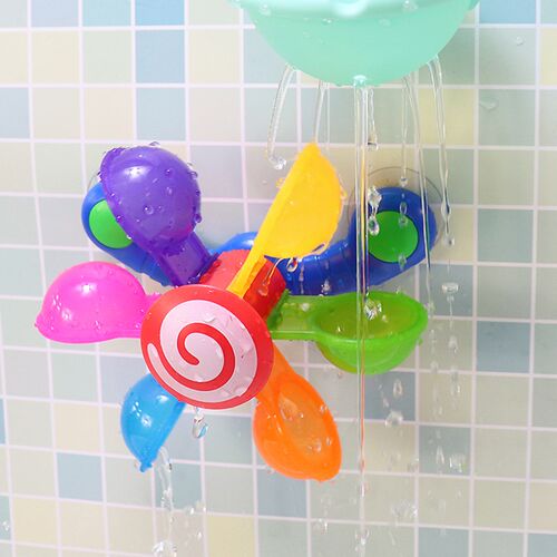 Baby Bath Toys Colorful Waterwheel Bathing Sucker Bathtub Wa