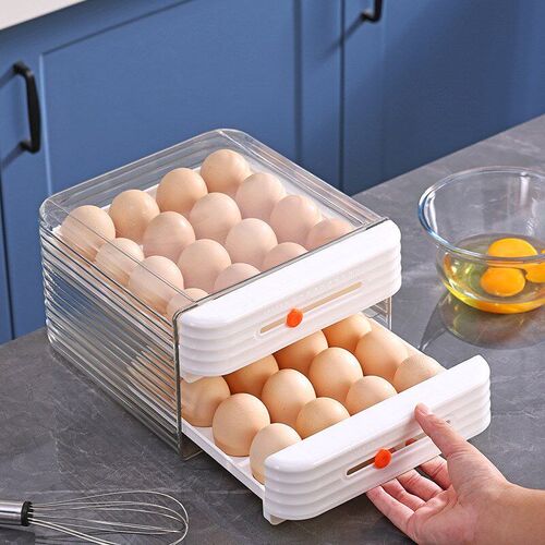 Egg Organizer 2-Layer Stackable Refrigerator Egg Storage Box