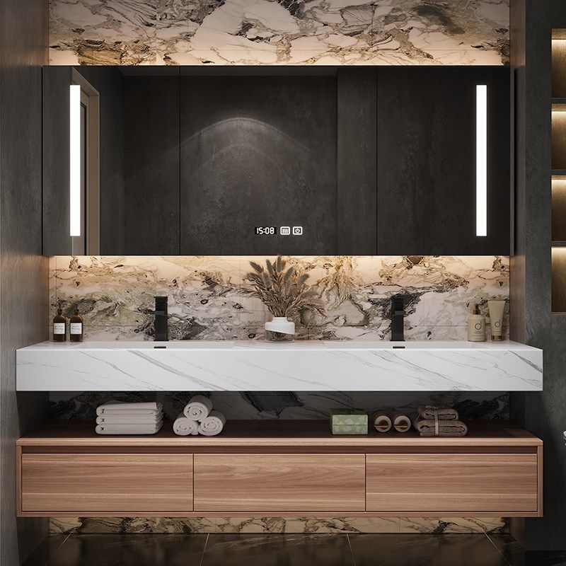 设计师定制浴室柜意式极简岩板陶瓷无缝盆洗漱台卫生间洗手台盆柜,家装主材,浴室柜组合,淘宝优惠券,粉丝福利购,淘宝优惠卷