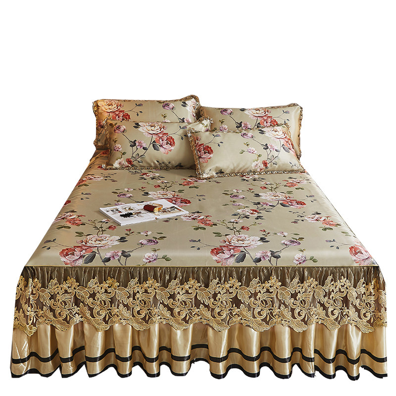 床裙款冰丝凉席三件凉而不冰欧式蕾丝边床罩床夏季可机洗席子,床上用品,冰丝席,淘宝优惠券,粉丝福利购,淘宝优惠卷