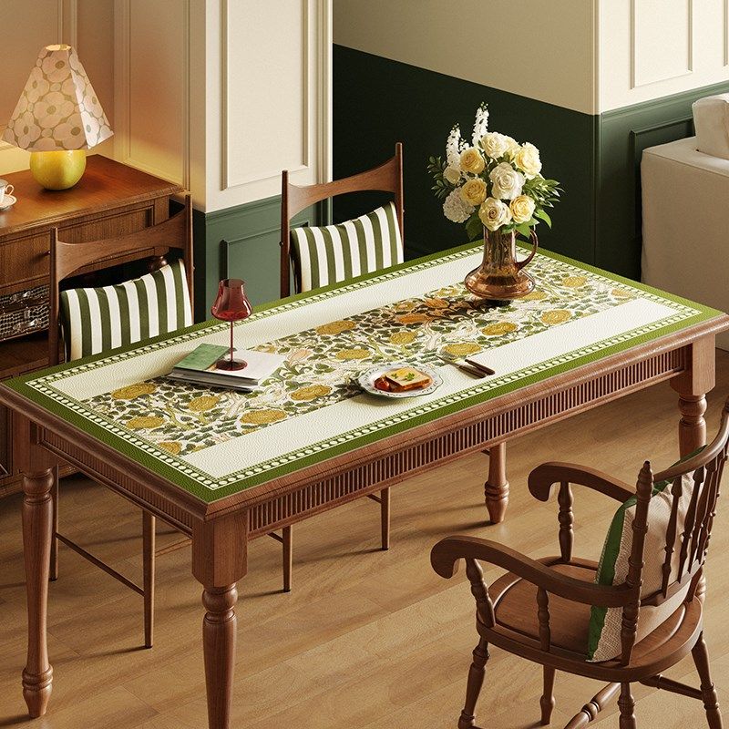 弗洛拉法式桌布防油防水防烫高级感长方形皮革茶几垫布桌面保护垫,居家布艺,桌布,淘宝优惠券,粉丝福利购,淘宝优惠卷