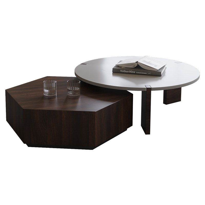 保罗约翰意式现代极简茶几家用实木圆形茶台烟熏色高级感茶桌,住宅家具,茶几,淘宝优惠券,粉丝福利购,淘宝优惠卷