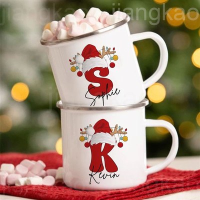 Personalized Christmas Mug Initial with Name Holiday Cup San
