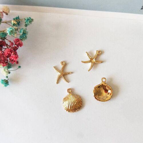 20Pcs Starfish Shell Charms Dangle Gold Color Zinc Alloy Pen