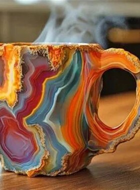 1pc New Multi-Colored Mineral Crystal Coffee Mug, Natural Mi