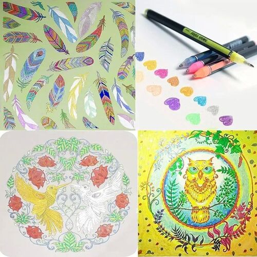 12-60Pcs Metallic Glitter Colors Gel Pens 100 Colored Refill