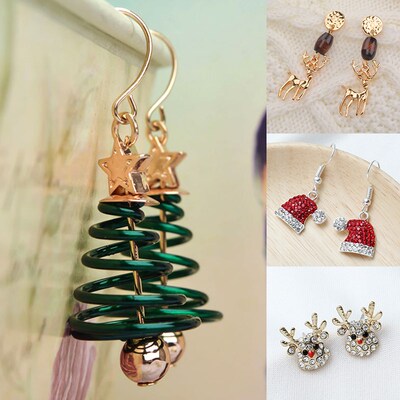 New ndy Statement Christmas e Earrings For Women Santa Claus