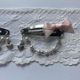 2pcs handmade pink fairy core satin bow hairpin y2k retro Lo