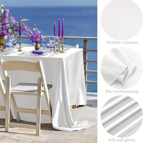 Rectangle Satin Tablecloth Wedding Table Cloth White for Chr