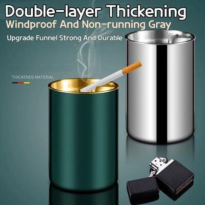 Thickened Stainless Steel Ashtray for Household Car Use Anti