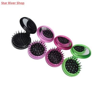 1pc Folding Comb with Mirror Compact Pocket Mirror Portable