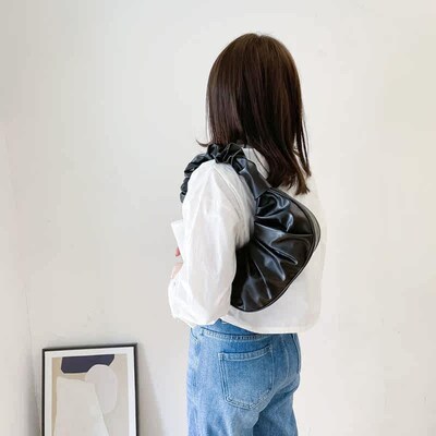 Fashion Pleated Vintage PU Leather Women Small Underarm Shou