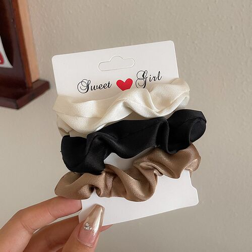 French Style Satin Small Bow Hair Tie for Women HighClass Hi