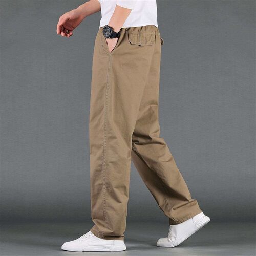 Spring New Casual Pants Mens Overalls Cotton Long Pants Lar