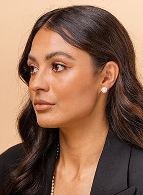 Natural Freshwater Pearl Stud Earrings Real 925 Sterling Sli