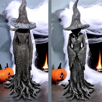 Enchanting Witch Statue万圣节手绘的迷人女巫雕像装饰摆件