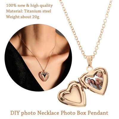 Love Heart Secret Message Locket Necklace Pendant DIY Photo
