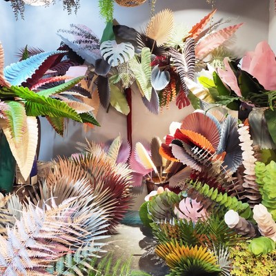 仿真芭蕉叶扇葵叶龟背叶 热带雨林婚庆造景店面装饰彩色塑胶叶子