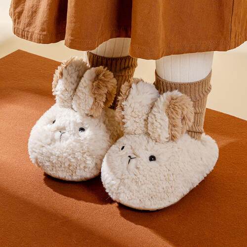 Childrens Cotton Slippers Plush Thickened Cute Rabbit Boys