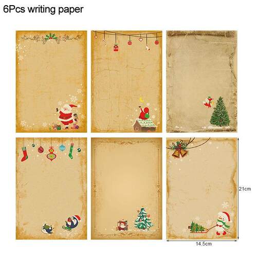 6pcs Vintage Christmas Letter Paper Pad Gift DIY Invitation