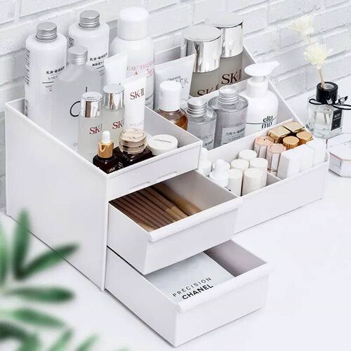 1pc White New Drawer Makeup Storage Box Dormitory Finishing