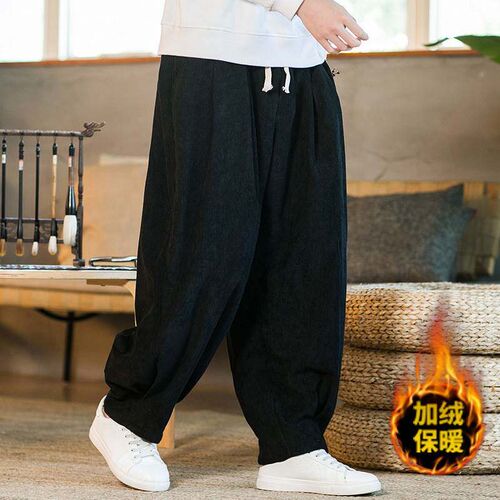 Autumn and winter new mens solid color corduroy plus velvet