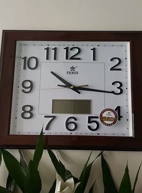 POWER霸王钟表中式客厅挂钟 方形挂表欧式客厅田园时钟创意静音钟