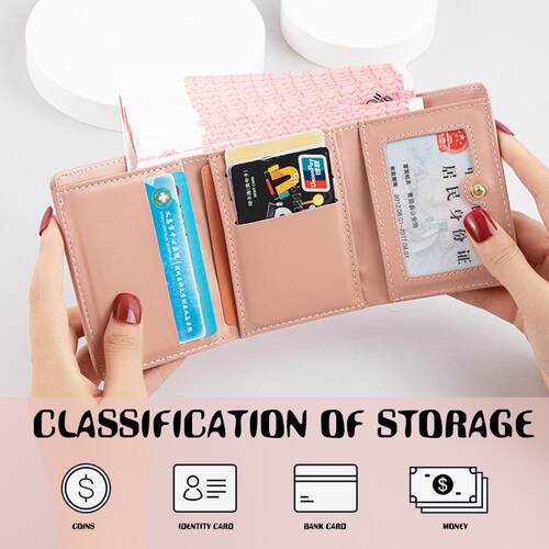 Women Cute Small Dinosaur Cartoons Wallet Buckle Folding Gir