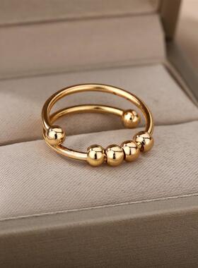 Anxiety Balls Beads Rings for Women Open Spinner Adjustable
