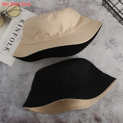 Double-sided Wearing Cap Solid Color Bucket Hat Men Women Co