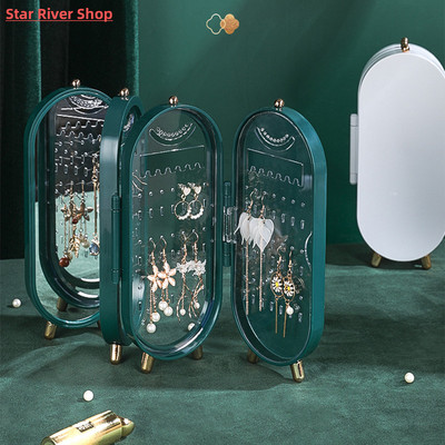 Foldable Jewelry Storage Box Household Earrings Necklace Dis