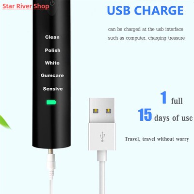 Powerful Ultrasonic Sonic Electric Toothbrush USB Charge Rec