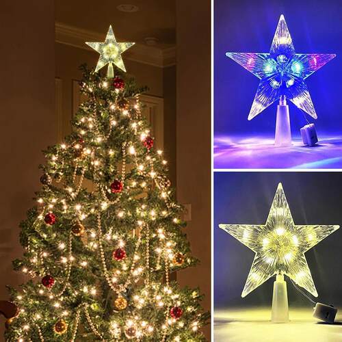 Christmas Tree Top Star Light LED Glowing Star Lamp Decorati