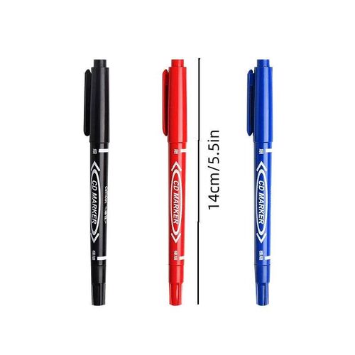 10Pcs Twin Tip Permanent Marker Black/Blue/Red Oil Marker Pe