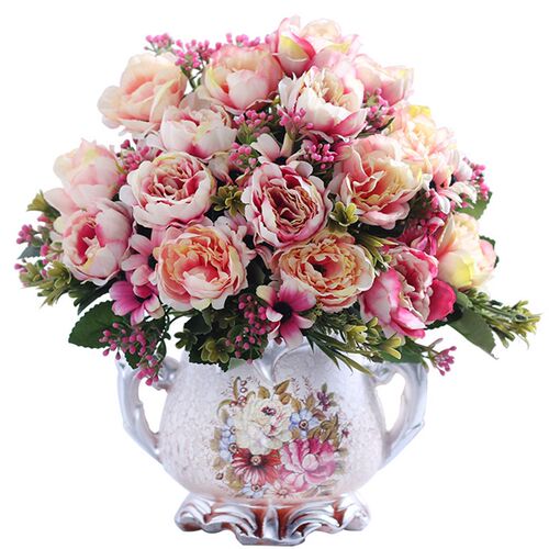 30cm High Quality Peony Flowers Silk Artificial Bouquet Baby
