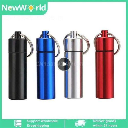 Aluminum Alloy Portable Pill Box Case Waterproof Keychain