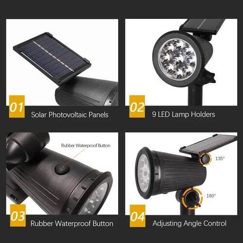 9 LED Solar Spot Light Outdoor Waterproof Spotlights Solar G