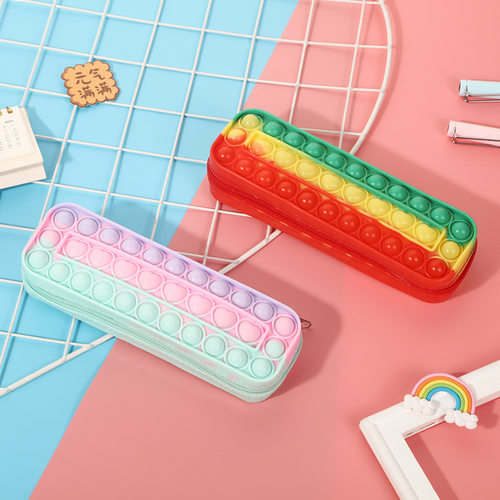 kids Pop It pencil case Fidget toy popit bag矽胶文具袋子笔袋