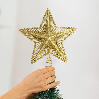 Christmas Tree Top Five-pointed Star Hollow Radiation Three-