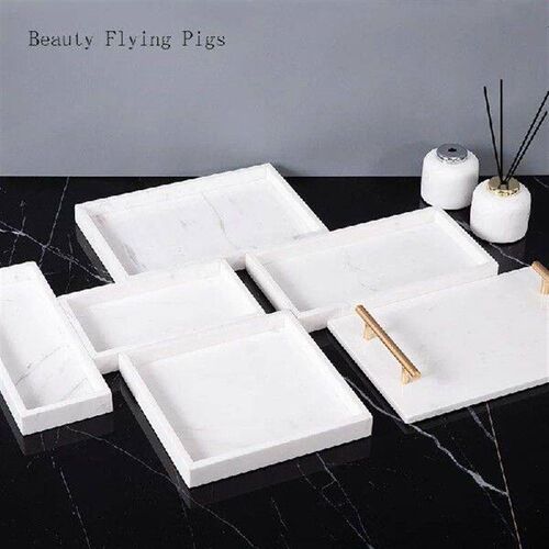 Nordic minimalist style marble tray dessert pastry display