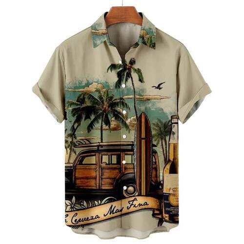 Summer Shirt Hawaiian Shirts For Men Beach Vacation Short Sl
