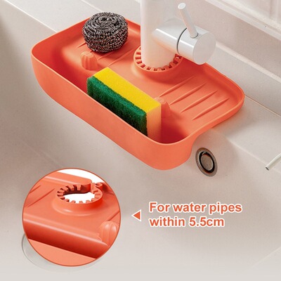 Kitchen Silicone Faucet Mat Sink Sponge Storage Shelf Splash